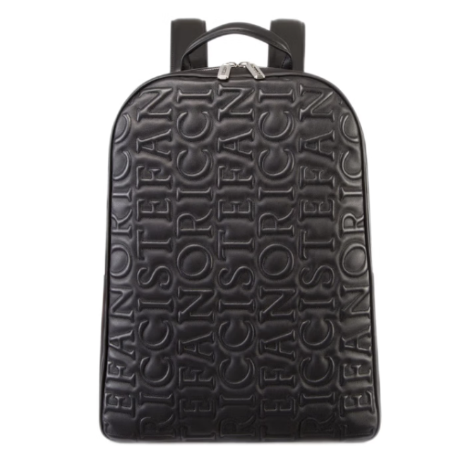 Stefano Ricci史蒂芬男包单肩包小牛皮背包字母徽标图案旅行包双肩包经典百搭 黑色