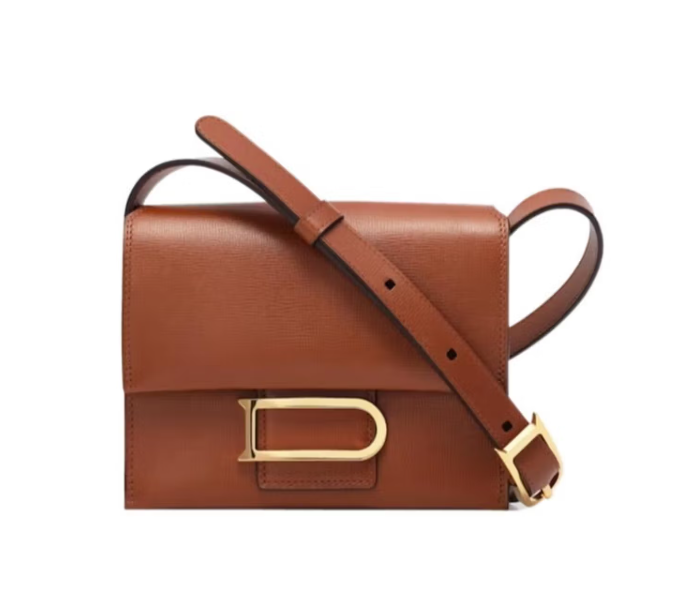 Delvaux【礼物】小牛皮翻盖单肩包多功能百搭配饰小尺寸潮酷女包 棕色 均码